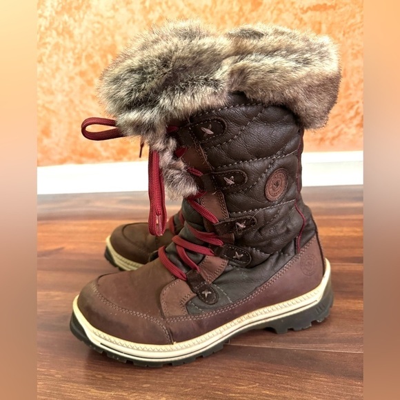 SANTANA CANADA Lace Up Brown Leather Winter Boots Size 40EU 9.5US - Picture 7 of 15